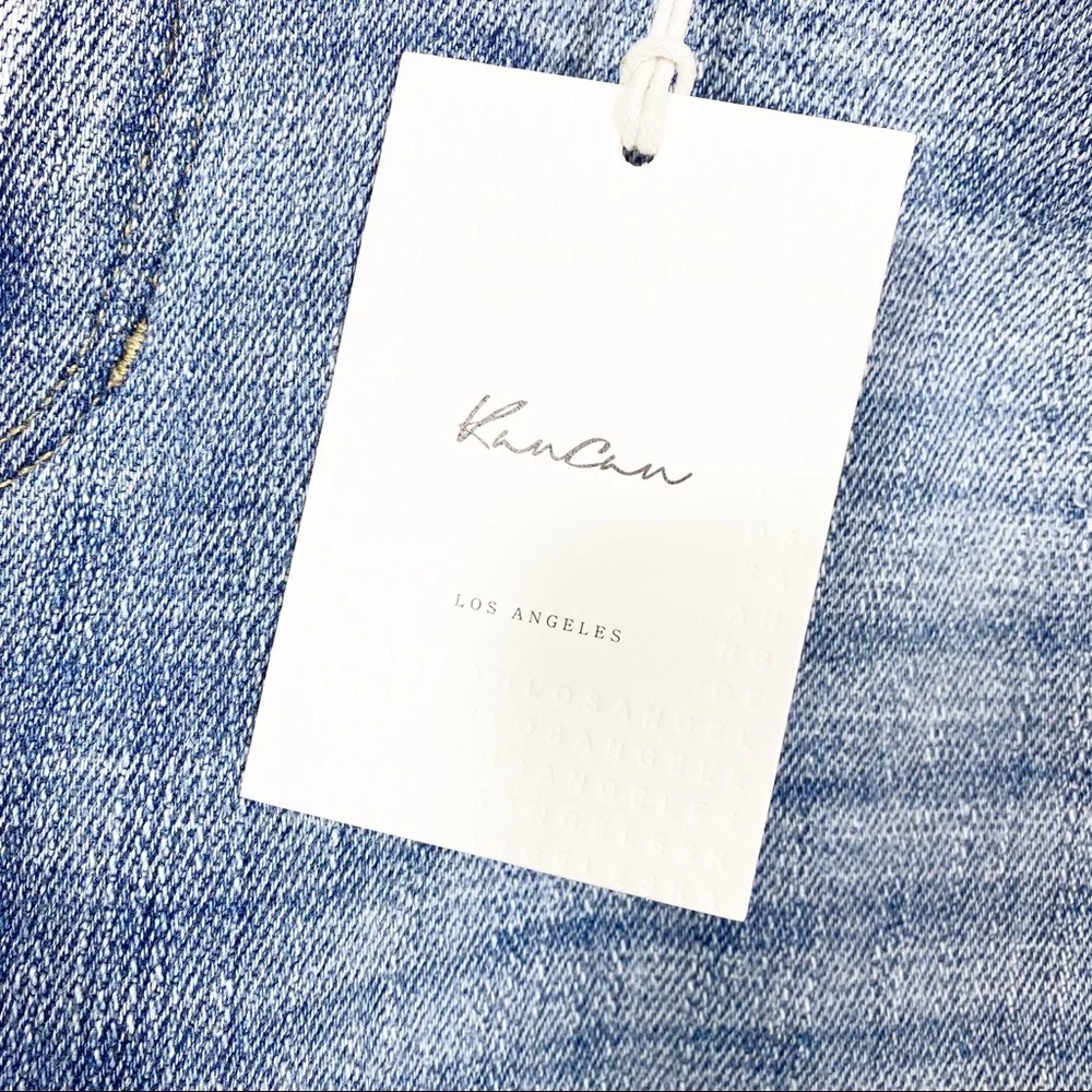KanCan High Rise Distressed Mom Jeans: Light Stone Wash